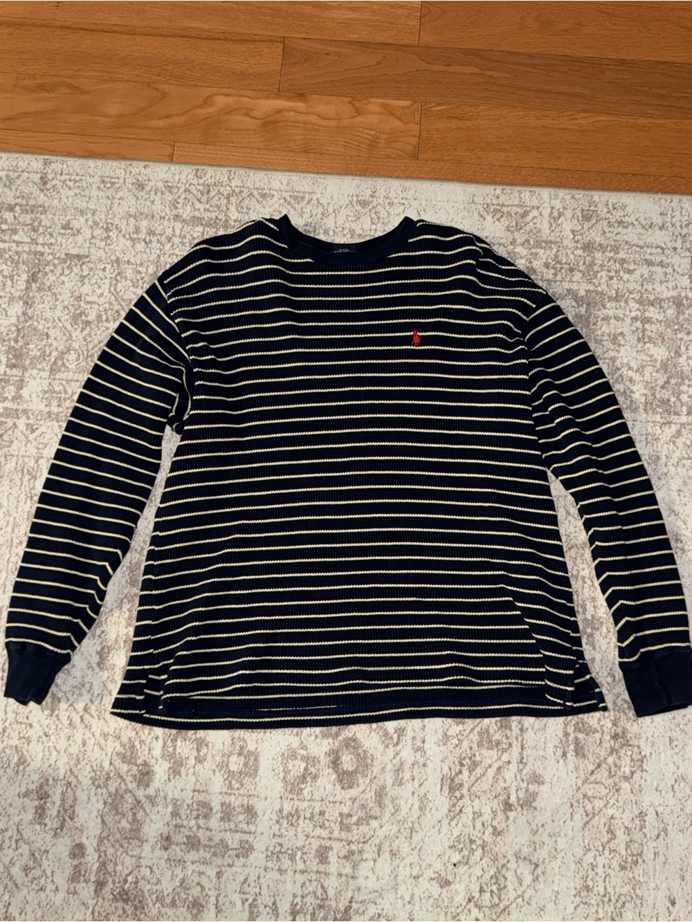 Ralph Lauren Navy and Cream Striped Long-Sleeve knitted Sweater
